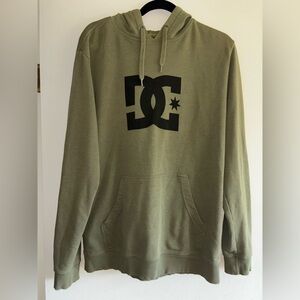 DC Olive Green Hoodie with Black Logo - Men's Skate Pullover